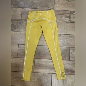 Yellow Athletic Leggings with Reflective Accents